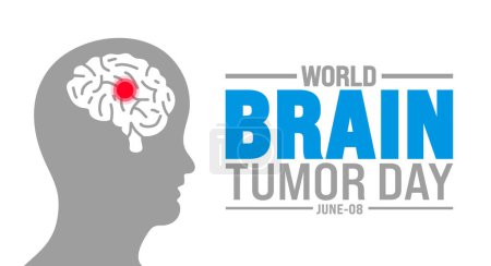 8 Juin est World Brain Tumor Day modèle de conception de fond. Concept de vacances. utiliser pour l'arrière-plan, bannière, plaque, carte et modèle de conception d'affiche avec l'inscription de texte et la couleur standard. vecteur