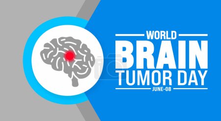8 Juin est World Brain Tumor Day modèle de conception de fond. Concept de vacances. utiliser pour l'arrière-plan, bannière, plaque, carte et modèle de conception d'affiche avec l'inscription de texte et la couleur standard. vecteur