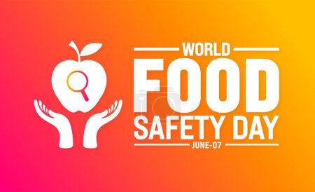 Am 7. Juni ist Welttag der Lebensmittelsicherheit. Ferienkonzept. Verwendung für Hintergrund, Banner, Plakat, Karte und Plakatentwurf mit Textbeschriftung und Standardfarbe. Vektor