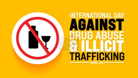 Junio es el Día Internacional contra el abuso de drogas y el tráfico ilícito. Concepto de vacaciones. uso de fondo, banner, pancarta, tarjeta y plantilla de diseño de póster.