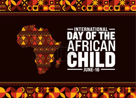 16 Juin est la Journée internationale de l'enfant africain modèle de fond. Concept de vacances. utiliser pour l'arrière-plan, bannière, plaque, carte et modèle de conception d'affiche avec inscription texte et couleur standard.