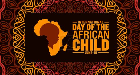 16 June is International day of the African child background template. Holiday concept. use to background, banner, placard, card, and poster design template with text inscription and standard color.
