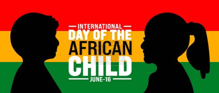 El 16 de junio es el Día Internacional de la plantilla africana de antecedentes infantiles. Concepto de vacaciones. uso de fondo, banner, pancarta, tarjeta y plantilla de diseño de póster con inscripción de texto y color estándar.
