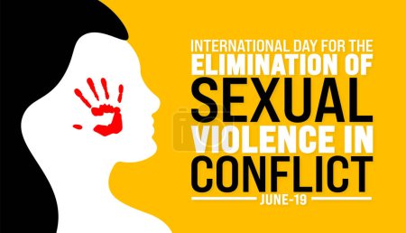 19 June is International day for the elimination of sexual violence in conflict background template. Holiday concept. use to background, banner, placard, card, and poster design template.