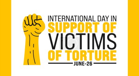 26 June is International day in support of victims of torture background template. Holiday concept. use to background, banner, placard, card, and poster design template with text inscription