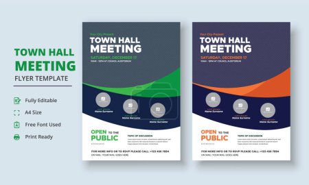 Illustration for Town Hall Meeting Flyer Template, Community Meeting Flyer Template, City Hall Flyer and Poster - Royalty Free Image