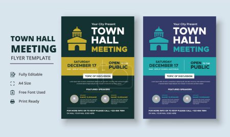 Illustration for Town Hall Meeting Flyer Template, Community Meeting Template, City Hall Flyer and Poster - Royalty Free Image