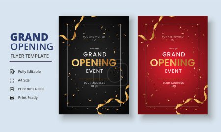 Illustration for Grand Opening Flyer Template, Realistic grand Opening Invitation, Inauguration Flyer Template, opening ceremony invitation flyer - Royalty Free Image