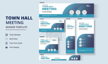 Illustration for Town Hall Meeting Banner Templates, City Hall Poster - Royalty Free Image