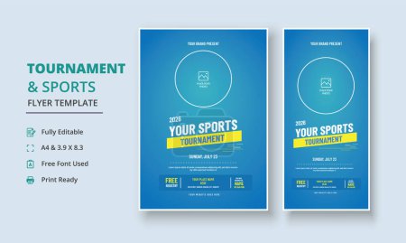 Illustration for Tournament and Sports Flyer, Tournament Flyer, Sports Competition Flyer, Sports Campaign Poster Poster, Prize Money Poster, DL Flyer - Royalty Free Image