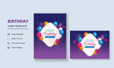 Photo for Happy Birthday Card, Birthday Wish Card, Birthday Poster, Birthday Card Template - Royalty Free Image