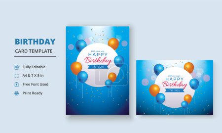 Photo for Happy Birthday Card, Birthday Wish Card, Birthday Poster, Birthday Card Template - Royalty Free Image