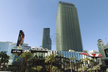 Photo for Dive into the exotic blend of luxury and leisure with this high-resolution photograph of The Cosmopolitans Beach Club Tower in Las Vegas. Known for its avant-garde style and upscale amenities, the - Royalty Free Image