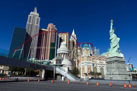 Photo for Experience the charm of the Big Apple in the heart of Sin City with this high-resolution photograph of the New York-New York Hotel and Casino. Located on the iconic Las Vegas Strip in Paradise, Nevada - Royalty Free Image