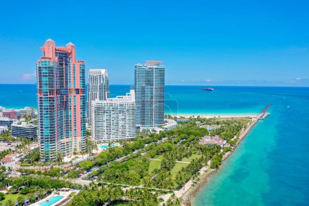 Photo for Miami Beach South Pointe park and beach - Royalty Free Image