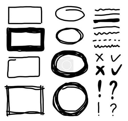 Set of hand drawn elements for selecting text.Business doodle