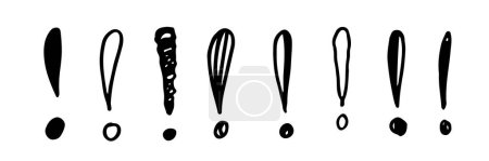 Set of hand drawn Sketch exclamation marks. Vector illustration. eps 10.