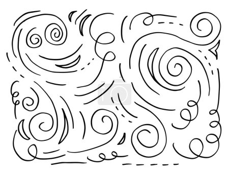 Illustration for Hand drawn vector sketchy Doodle cartoon set of curls and swirls decorative elements for concept design - Royalty Free Image