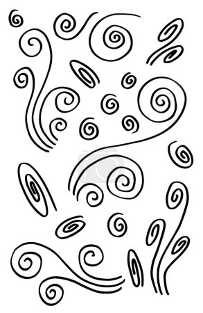 Téléchargez les illustrations : Illustration de vent doodle vecteur style dessiné à la main isolé sur fond blanc. - en licence libre de droit
