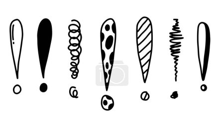 Set of hand drawn Sketch exclamation marks. Vector illustration. eps 10.