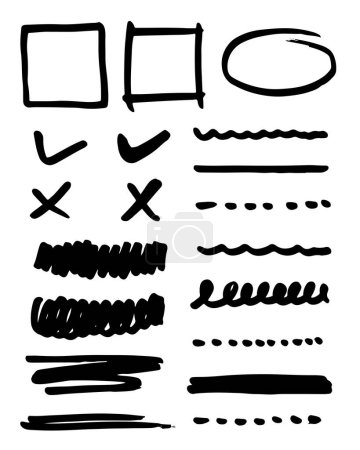 Set of hand drawn elements for selecting text.Business doodle.