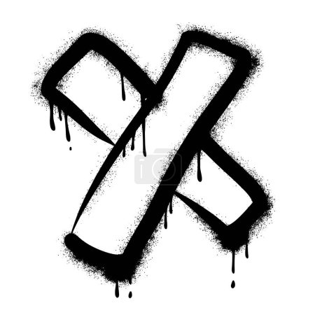 Graffiti-Schrift X mit schwarzer Sprühfarbe. Vektorillustration.