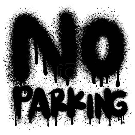 Ilustración de Graffiti No hay texto de aparcamiento rociado en negro sobre blanco. - Imagen libre de derechos
