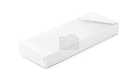 Photo for White plastic case for pen or stationery accessories isolated on white background, Education student equipment - Royalty Free Image