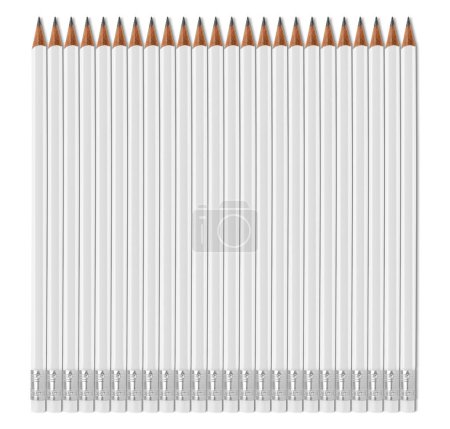 Photo for Wooden pencils with white body the simple writing instrument isolated on white background - Royalty Free Image