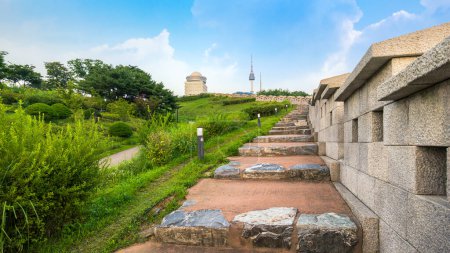 Photo for Namsan Park, Seoul, South Korea. A beautiful public natural landmark near N-Seoul Tower, You can see a beautiful view of Seoul city at this observation point. - Royalty Free Image