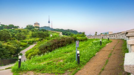 Photo for Namsan Park, Seoul, South Korea. A beautiful public natural landmark near N-Seoul Tower, You can see a beautiful view of Seoul city at this observation point. - Royalty Free Image