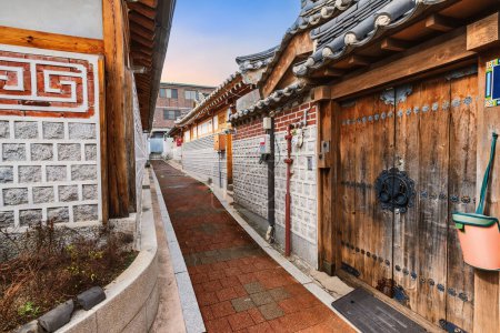 Photo for Bukchon Hanok Village is a residential neighborhood in Seoul, South Korea, where there are many restored traditional Korean houses, making it a popular tourist destination. - Royalty Free Image