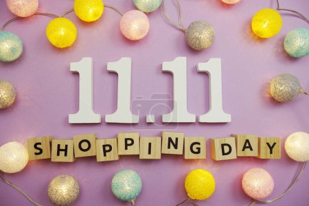 Photo for 11.11 Shopping Day Sale Promotion with space copy on purple background - Royalty Free Image