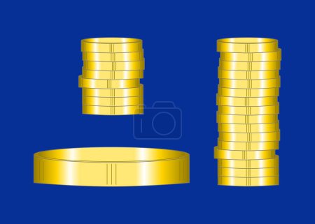 Photo for Gold coins with blue background - Royalty Free Image