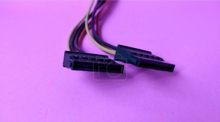 Photo for Close up of computer cable isolated on pink background with copy space. - Royalty Free Image