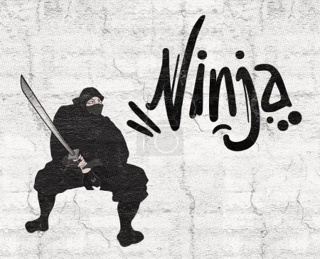 Téléchargez les photos : Belle image de dessin ninja noir - en image libre de droit