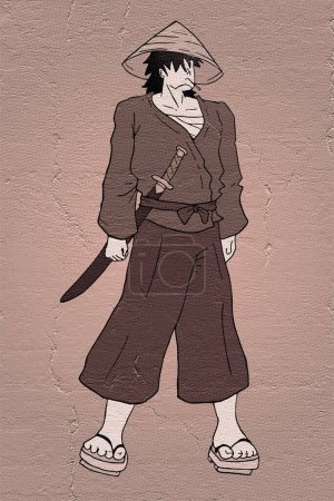 Téléchargez les photos : Belle image de samouraï vintage dessiner - en image libre de droit