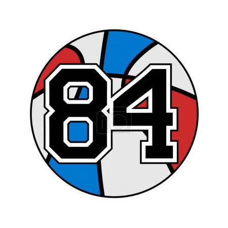 Illustration for Creative design of ball of basketball with the number 84 - Royalty Free Image
