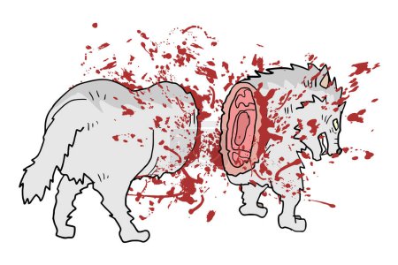 Téléchargez les illustrations : Sang tuer le loup gore - en licence libre de droit