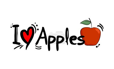 Illustration for Creative design of Apples fruit love message - Royalty Free Image