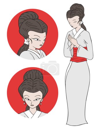 Téléchargez les illustrations : Design créatif de femme japonaise illustration - en licence libre de droit