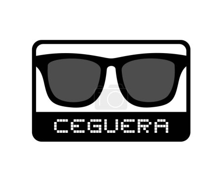 Illustration for Glasses blindness icon in spanish - Royalty Free Image
