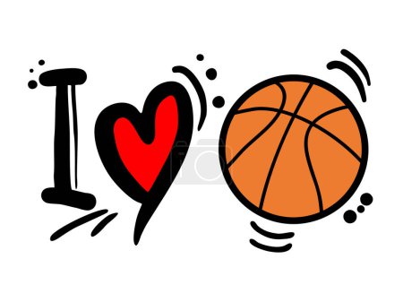 Illustration for I love basketball message - Royalty Free Image