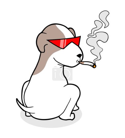 Téléchargez les illustrations : Conception créative de chien dessin de fumer - en licence libre de droit
