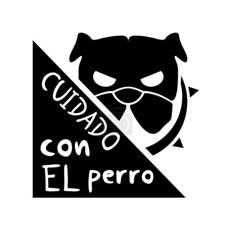 Téléchargez les illustrations : Conception créative de danger chien message en langue espagnole - en licence libre de droit