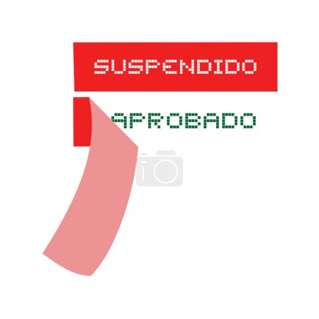 Illustration for Creative design of Suspend and approved message in spanish - Royalty Free Image