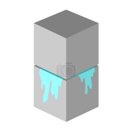 Illustration for Creative design of two cubes crushing a blue element - Royalty Free Image