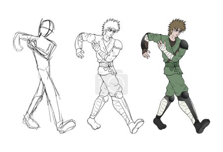 Illustration for Creative design of warrior walking sketch - Royalty Free Image