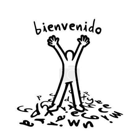 Ilustración de Diseño creativo de mensaje de bienvenida en español - Imagen libre de derechos