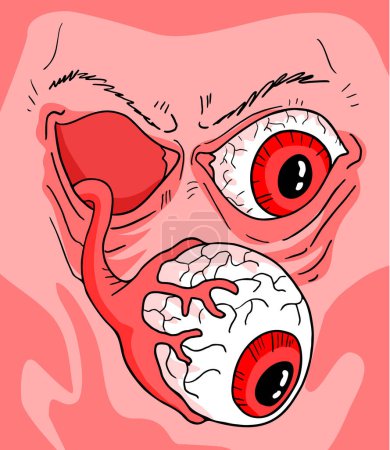 Illustration for Creative design of red monster eye draw - Royalty Free Image